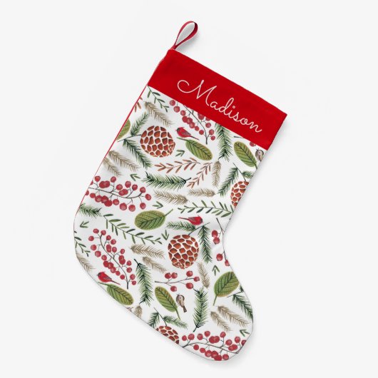Pine Tree Pattern | Urlaub | Weihnachts-Strumpf Kleiner Weihnachtsstrumpf (Vorderansicht (hängend))