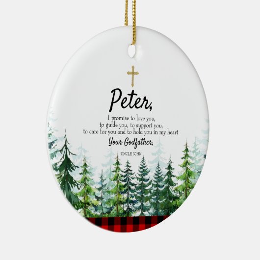 Pine Tree Personalisiertes Versprechen an Godchild Keramik Ornament (Rechts)