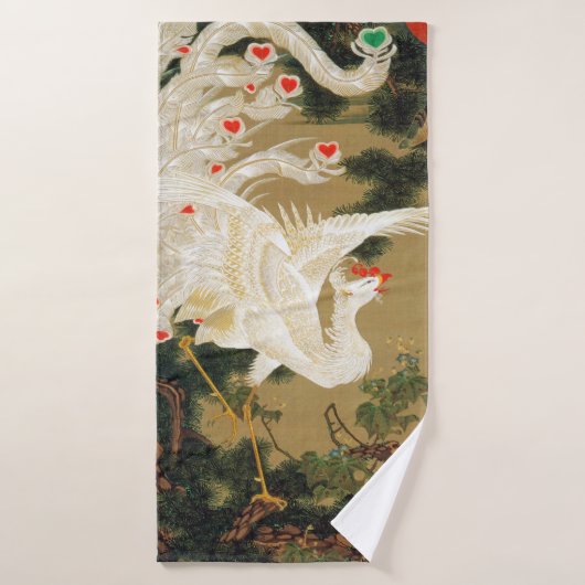 Pine Tree & Phoenix (Liebe Heart Phoenix), Jakuchu Badehandtuch (Badehandtuch)