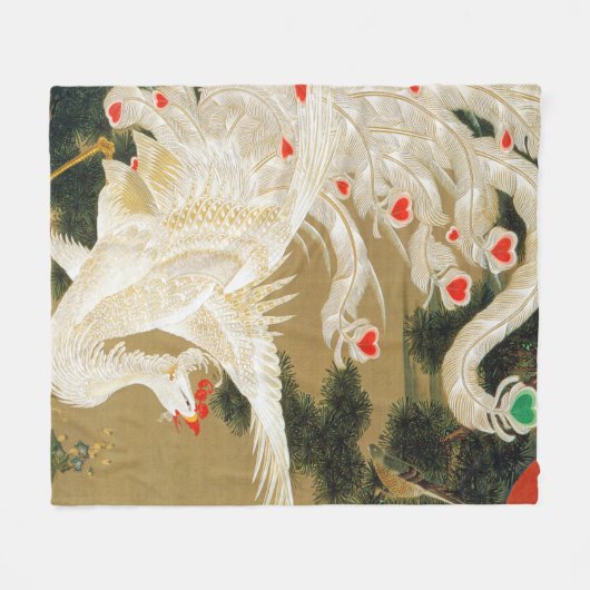 Pine Tree & Phoenix (Liebe Heart Phoenix), Jakuchu Fleecedecke (Vorderseite (Horizontal))