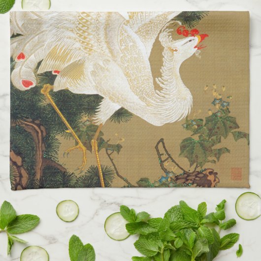 Pine Tree & Phoenix (Liebe Heart Phoenix), Jakuchu Geschirrtuch (Gefaltet)