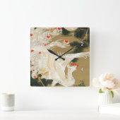 Pine Tree & Phoenix (Liebe Heart Phoenix), Jakuchu Quadratische Wanduhr (Zuhause)
