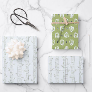 Pine Tree & Pine Cone Gift Wrap Set Geschenkpapier Set