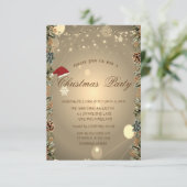 Pine Tree, Pine cones, Stars, Weihnachtsmannmütze Einladung (Stehend Vorderseite)