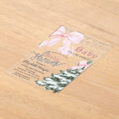 Pine Tree Pink Bow Snowflakes Baby Shower Acryleinladungen (Ablage )