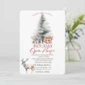 Pine Tree präsentiert Reindeer Holiday Open House Einladung (Stehend Vorderseite)