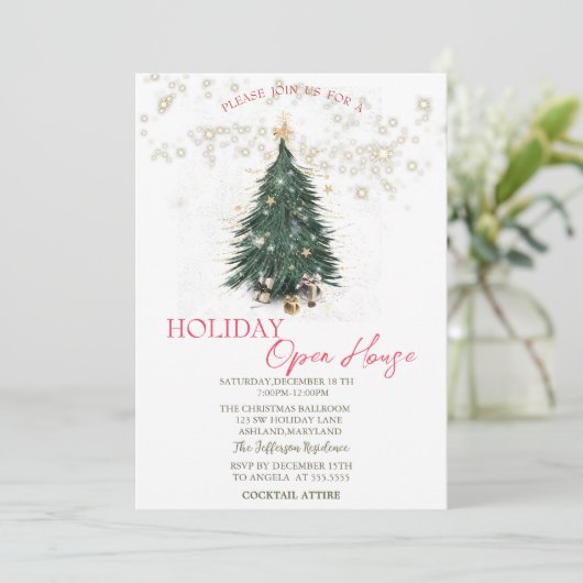 Pine Tree, Prestige, Sterne Open House Einladung (Stehend Vorderseite)