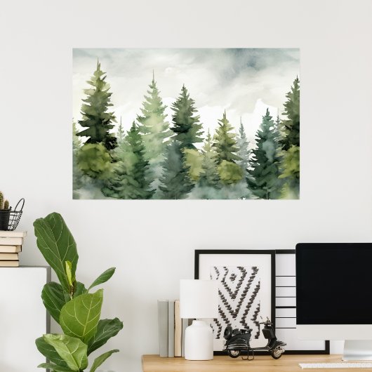 Pine Tree Print | Winterlandschaft Mauer Kunst Poster (Heimbüro)