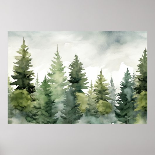 Pine Tree Print | Winterlandschaft Mauer Kunst Poster (Vorne)