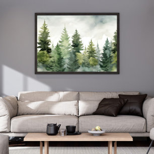 Pine Tree Print   Winterlandschaft Mauer Kunst Poster