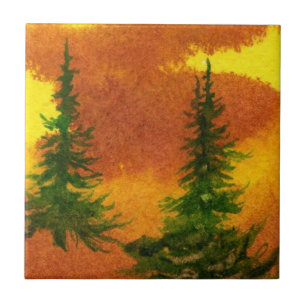 Pine Tree Red und :Yellow Morning Tile Fliese