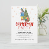 Pine Tree Rentier Weihnachtsfest Party Einladung (Stehend Vorderseite)