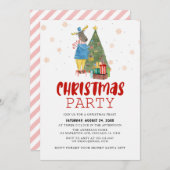 Pine Tree Rentier Weihnachtsfest Party Einladung (Vorne/Hinten)