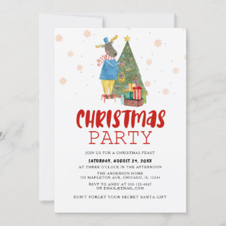 Pine Tree Rentier Weihnachtsfest Party Einladung