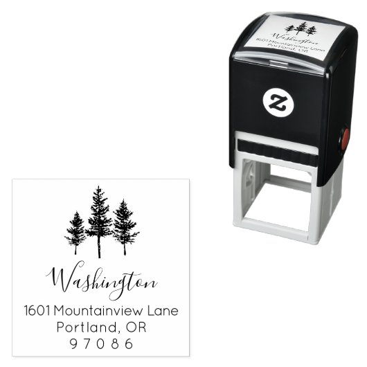 Pine Tree Rücksendeadresse Self Inking Briefmarke Permastempel (Beispiel)