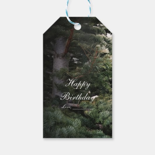 Pine Tree Rustic Forest Woods Gastgeschenk Hochzei Geschenkanhänger (Vorderseite)