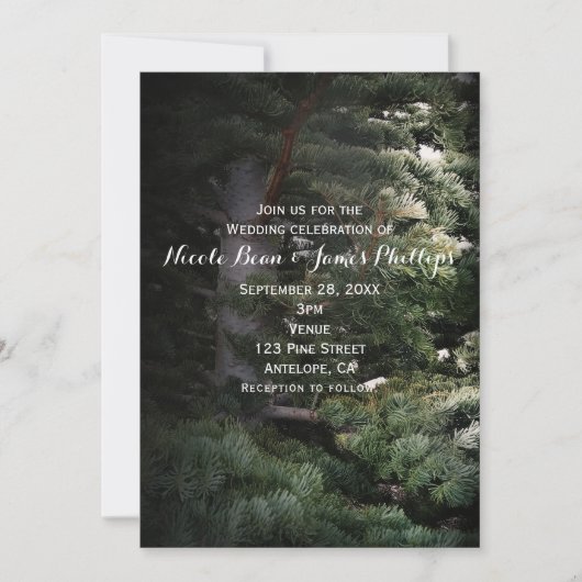 Pine Tree Rustic Forest Woods Hochzeitseinladungen Einladung (Vorderseite)