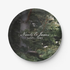 Pine Tree Rustic Forest Woods Hochzeitsempfang Pappteller
