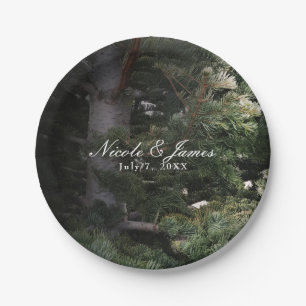 Pine Tree Rustic Forest Woods Hochzeitsempfang Pappteller