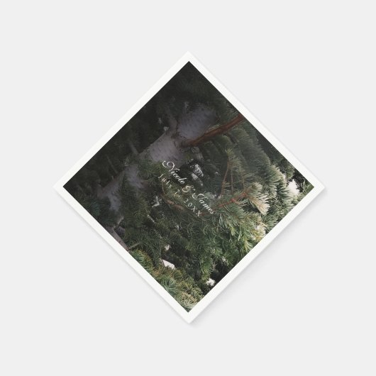 Pine Tree Rustic Forest Woods Hochzeitsempfang Serviette (Ecke)