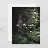 Pine Tree Rustic Forest Woods Save the Date Party Ankündigungspostkarte (Vorne/Hinten)