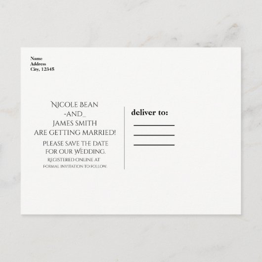 Pine Tree Rustic Forest Woods Save the Date Party Ankündigungspostkarte (Rückseite)