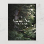 Pine Tree Rustic Forest Woods Save the Date Party Ankündigungspostkarte (Vorderseite)