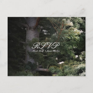 Pine Tree Rustic Forest Woods Wedding RSVP Einladungspostkarte