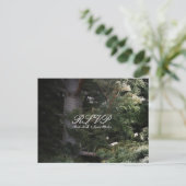 Pine Tree Rustic Forest Woods Wedding RSVP Einladungspostkarte (Stehend Vorderseite)