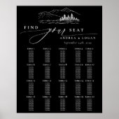 Pine Tree Rustic Mountains Hochzeitsdiagramm Poster (Vorne)