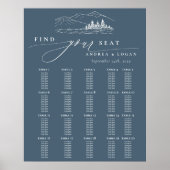 Pine Tree Rustic Mountains Hochzeitsdiagramm Poster (Vorne)