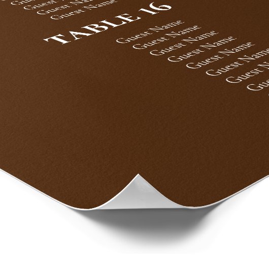 Pine Tree Rustic Mountains Hochzeitsdiagramm Poster (Ecke)