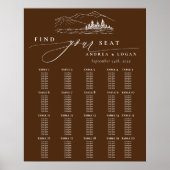 Pine Tree Rustic Mountains Hochzeitsdiagramm Poster (Vorne)
