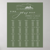 Pine Tree Rustic Mountains Hochzeitsdiagramm Poster (Vorne)