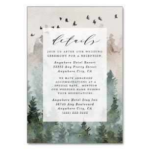 Pine Tree Rustic Watercolor Wedding Card Tischnummer