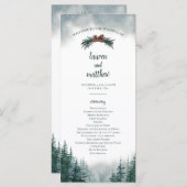 Pine Tree Rustic Wedding Flat Zeremonie Programm (Vorne/Hinten)