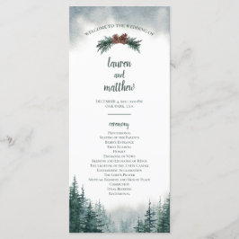 Pine Tree Rustic Wedding Flat Zeremonie Programm
