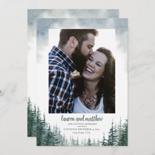 Pine Tree Rustic Wedding speichern Sie das Datum m Save The Date (Vorne/Hinten)