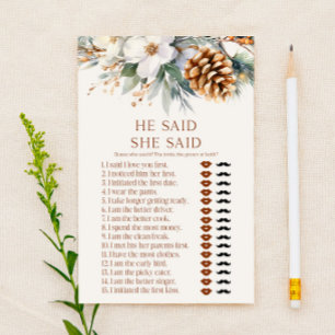 Pine Tree sagte, sie sagte Brautparty Game Briefpapier