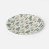 Pine Tree Silhouette Christmas Pattern Pappteller (Schrägansicht)