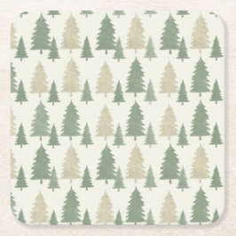 Pine Tree Silhouette Christmas Pattern Rechteckiger Pappuntersetzer