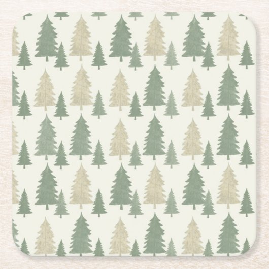 Pine Tree Silhouette Christmas Pattern Rechteckiger Pappuntersetzer (Vorderseite)