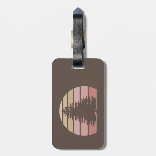 Pine Tree Silhouette Gepäckanhänger (Rückseite vertikal)