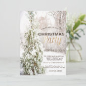 Pine Tree Snow Corporate Christmas Party Einladung (Stehend Vorderseite)