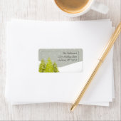 Pine Tree Snow Gray Damask Rücksendeadresse Adressaufkleber (Insitu)