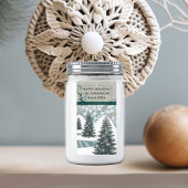Pine Tree Snow Gray Damask Rücksendeadresse Adressaufkleber