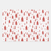 Pine Tree Snowflake Doodle Red Beige Green Trio Geschenkpapier Set (Vorderseite 2)