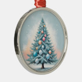 Pine Tree Snowflakes | Blauer Orangenkorallendekor Ornament Aus Metall (Rechts)