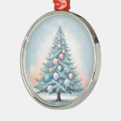 Pine Tree Snowflakes | Blauer Orangenkorallendekor Ornament Aus Metall (Links)