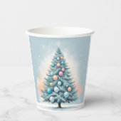 Pine Tree Snowflakes | Blauer Orangenkorallendekor Pappbecher (Vorderseite)